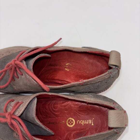 JAMBU Seattle Lace-Up Wing Tipped Heeled Oxford, Dark Charcoal/Red Accents, 6M - Picture 5 of 11